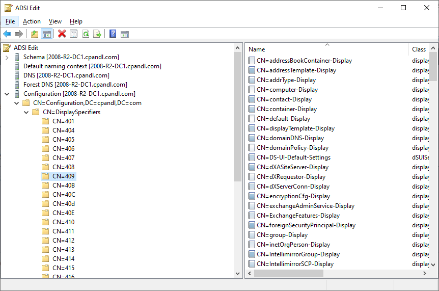 Display Specifiers in the Configuration partition