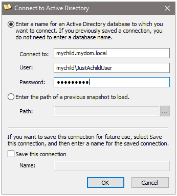 Sysinternals AD Explorer logon with a simple domain account