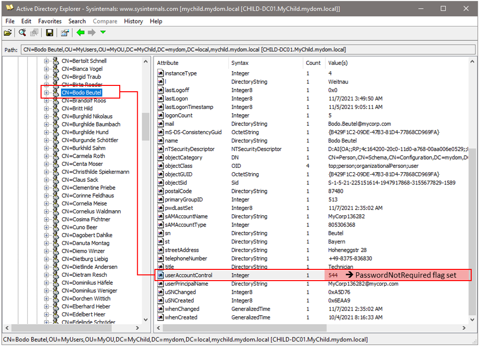 Sysinternals AD Explorer object and attribute viewer with Auth Users still in Pre-Win2Kgroup