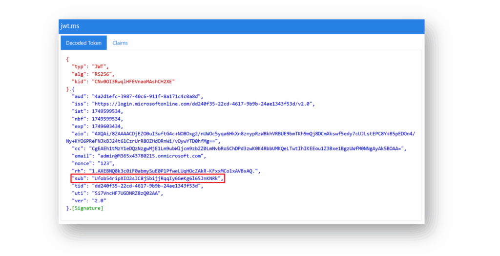 Screenshot highlighting the unique subject claim